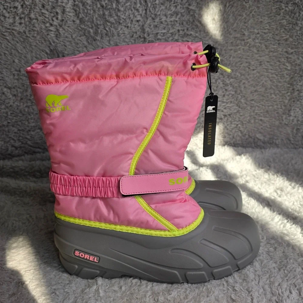 Sorel Pink Insulated Waterproof Winter Deep Snow Boots Felt Lined EU 39 US 7 NEW